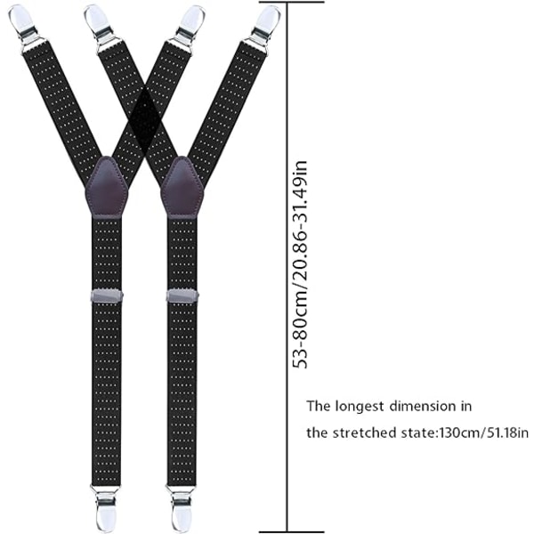 Ett par Y-hängslen för män - svarta och vita prickar med halkfri S