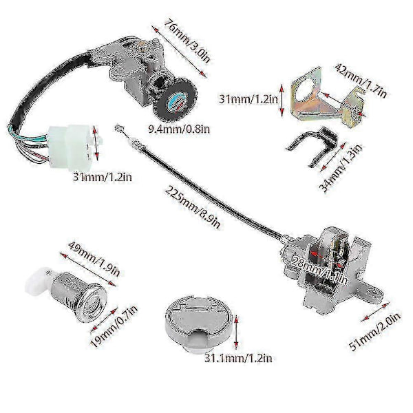 Tändningslås Nyckel Lås Tanklock Set För Gy6 50cc Jonway Taotao Roketa Scooter Moped