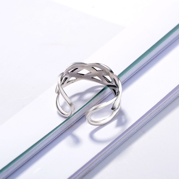 925 Sterling Silver Justerbar Ring Flätad Vintage Antik Ring
