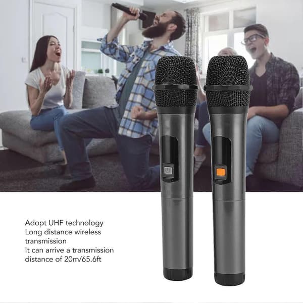 Trådløs håndholdt mikrofon, professionel kvalitet, kardioid form, UHF trådløs mikrofon til hjemmekaraoke, møde, fest, 20 m