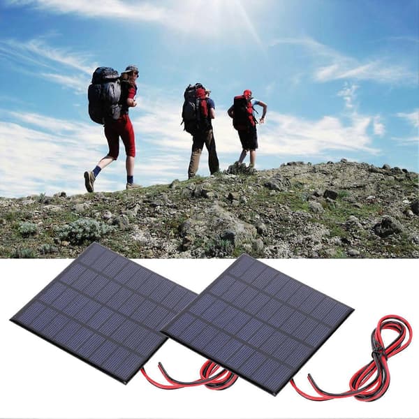 2 stk. DC9V 2W Epoksy Solcellepaneler Polysilisium Batterileker Lader Modul med 100 cm Kabel