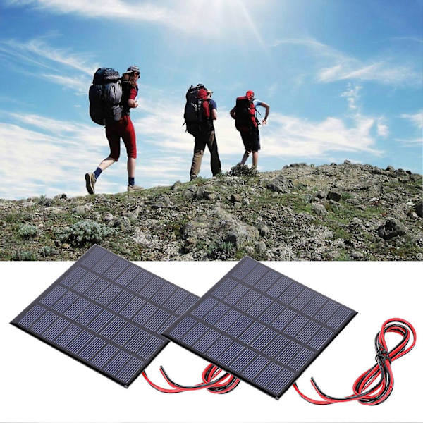 2 stk. DC9V 2W Epoxy Solpaneler Polysilicium Batteri Legetøj Opladermodul med 100 cm Kabel