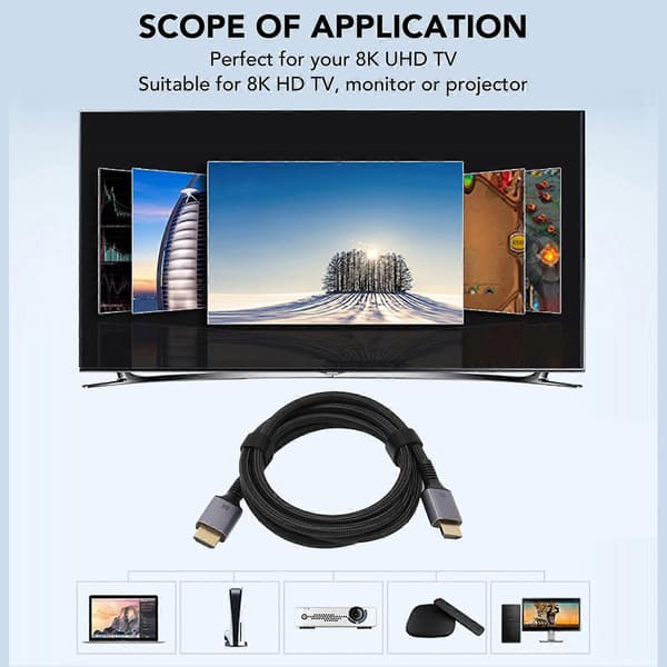 8K HD Videokabel HD Multimedia Interface 2.1 8K Vid 60Hz 4K Vid 120Hz 3D Surroundljud Videokabel 1,5m