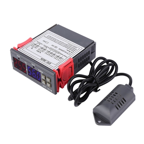 STC-3028 Digitalt Display Temperatur- og Fugtighedsregulator Meter med Integreret Sensor (12V)