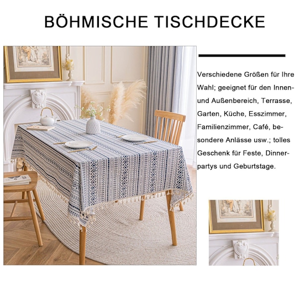 140*220cm, boheme bomuldslinned dug med kvast