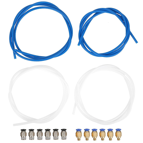 4 stk. PTFE-slange, 6 stk. PC4M6-stik, 6 stk. PC4M10-stik, 3D-printertilbehør