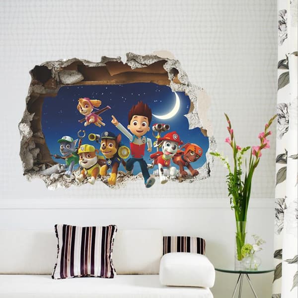 En 50×70CM 3D tredimensionell tecknad hund dekorativ väggmålning