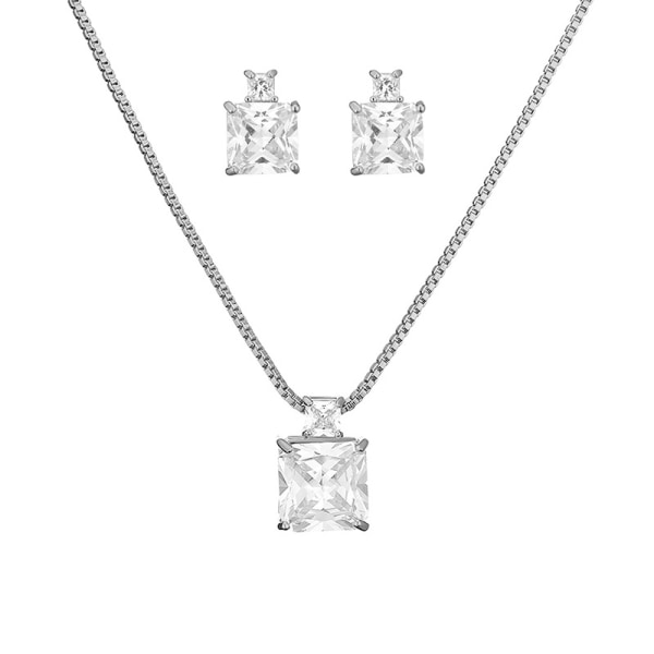 Square zirconia geometric earrings women's necklace niche design