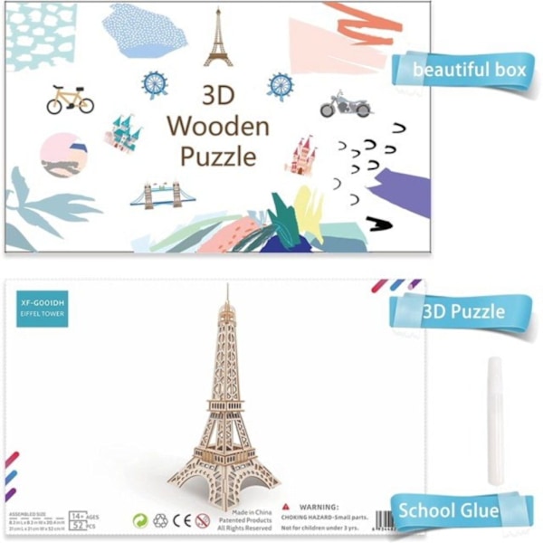 ##/3D Pussel 3D Träpussel Vuxna Barn Eiffeltornet Träbyggsatser##/