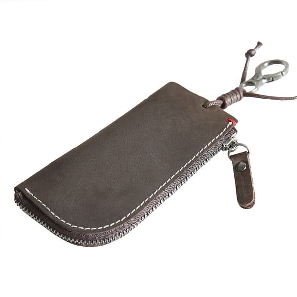 Møntpung nøgle taske i koskind 2-i-1, bilnøgle taske, 12x6cm