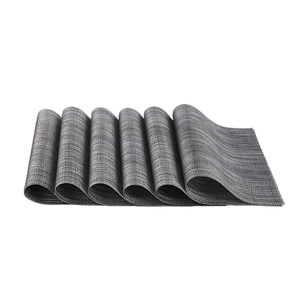 6-pack Placemats Set PVC Vävda Halkfria Bordstabletter Tvättbara Värmebeständiga Inomhus Utomhus Bordstabletter för Restaurangbord 30x45cm G