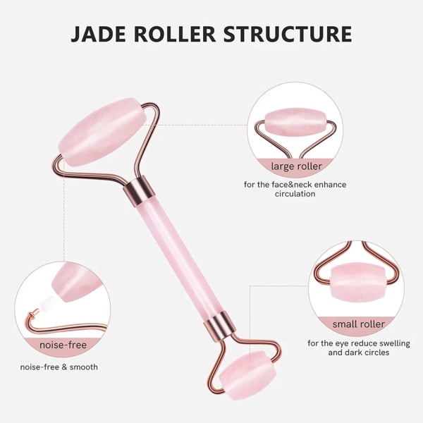 Rosa - 1 stk Facial Jade Roller, ansiktsmassasjeverktøy, ansiktsskrap