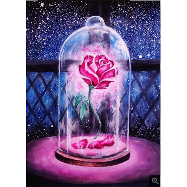 Enkelt stykke 30 x 50 cm 5D diamantmaleri fuld diamant rose, dragt