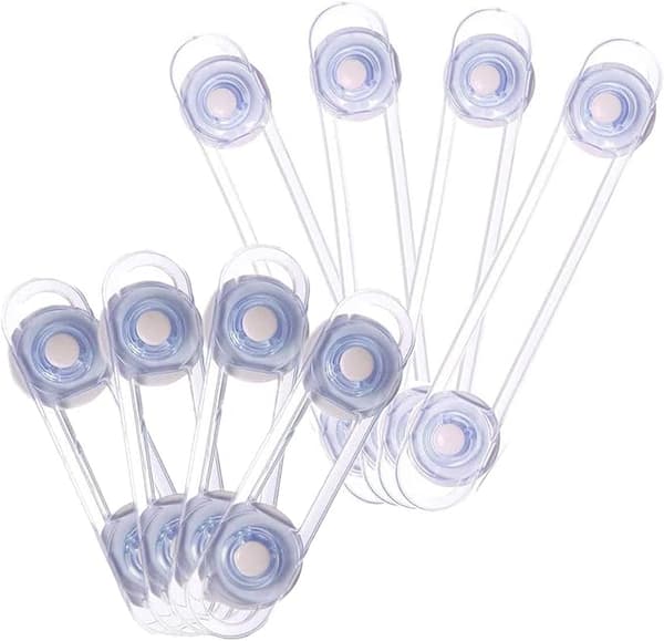 8-pack Baby Säkerhetslås (16,7 cm), Transparenta Barnsäkra Skåpslås