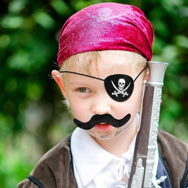 24 stk svarte piratøyelapper One Eye Skull Caribbean Captain Ey