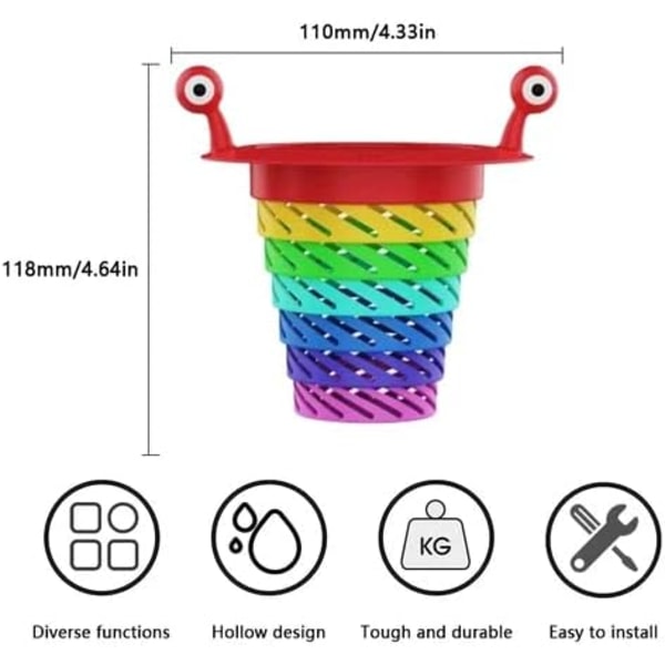 (2 kpl) Monster Keittiöallas Suodatin, Monster Rainbow Muovi Col