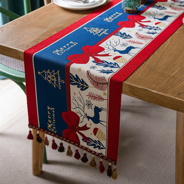 ##/Julebordflagg med frynser, duk, 35*220cm##/