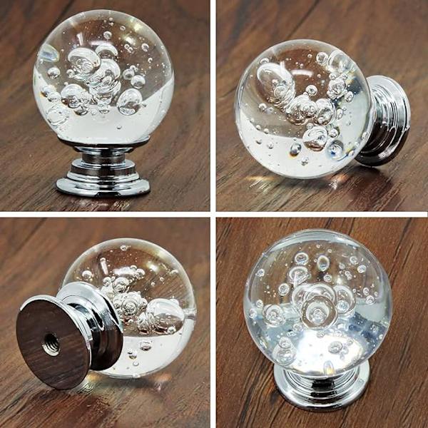 10 Krystal Bubble kugle kabinetsdørgreb (hvid 30mm), hvid c
