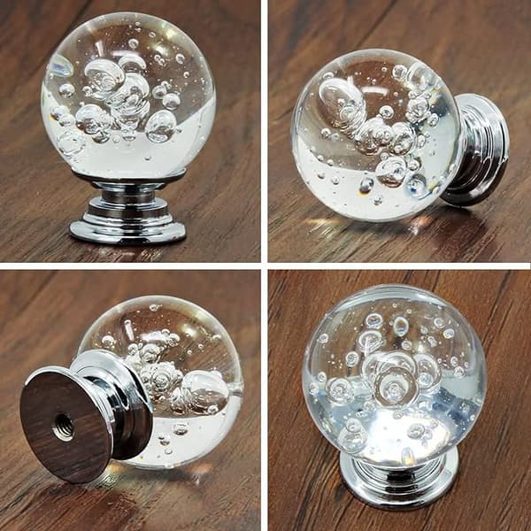 10 Krystallkule skapdørhåndtak (hvit 30mm), hvit c