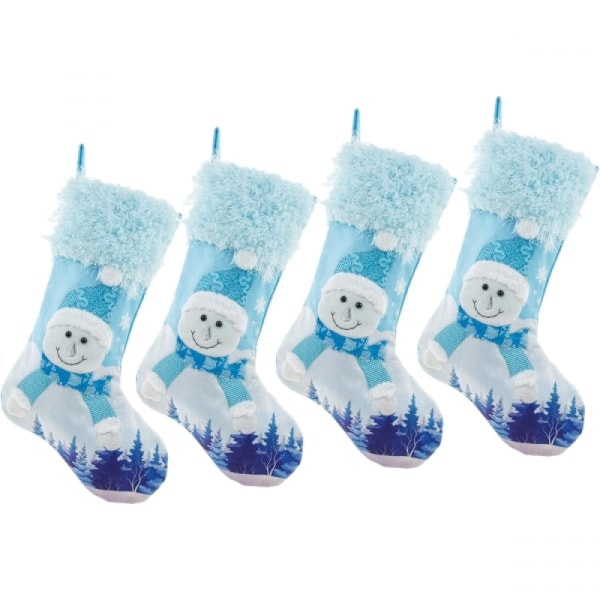 ##/4-pak (Snømann) Jule Strømper, Store Jule Strømper##/