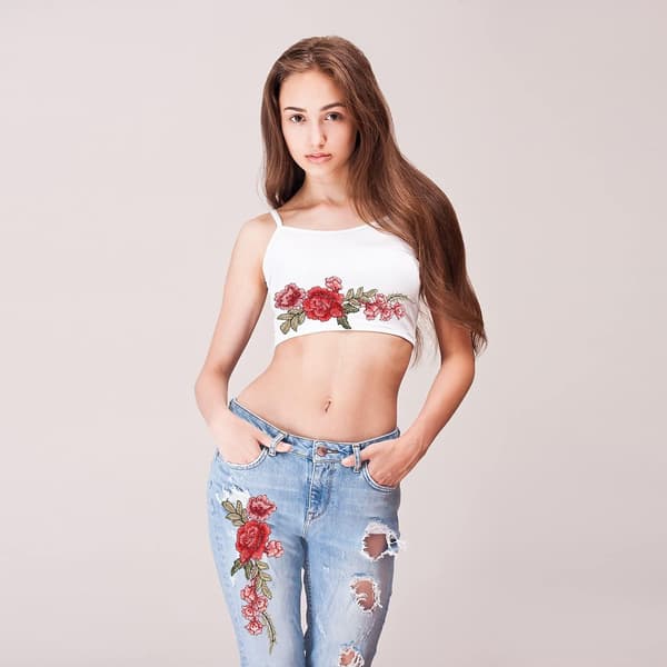 7 stykker broderte blomsterlapper Sy på lapper Rose lapp for
