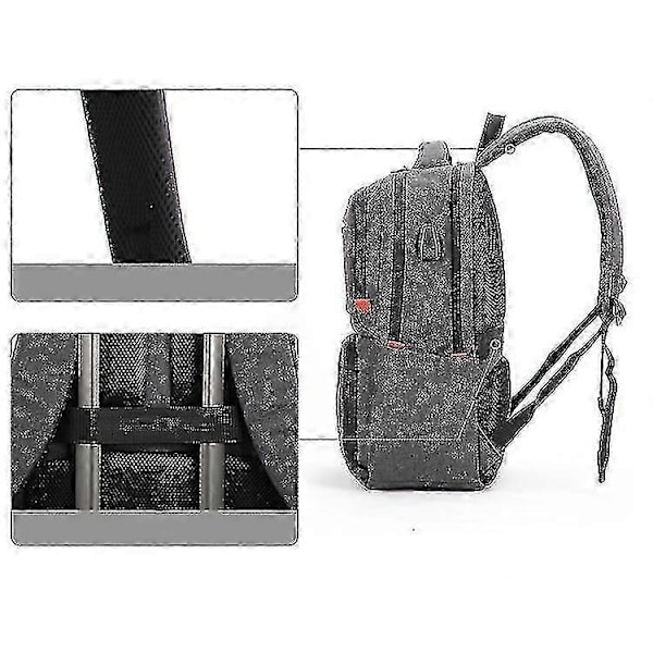 Lunchryggsäck för kvinnor, isolerad kylryggsäck med lunchfack, skolväska med USB-port, lämplig för 15,6-tums laptop