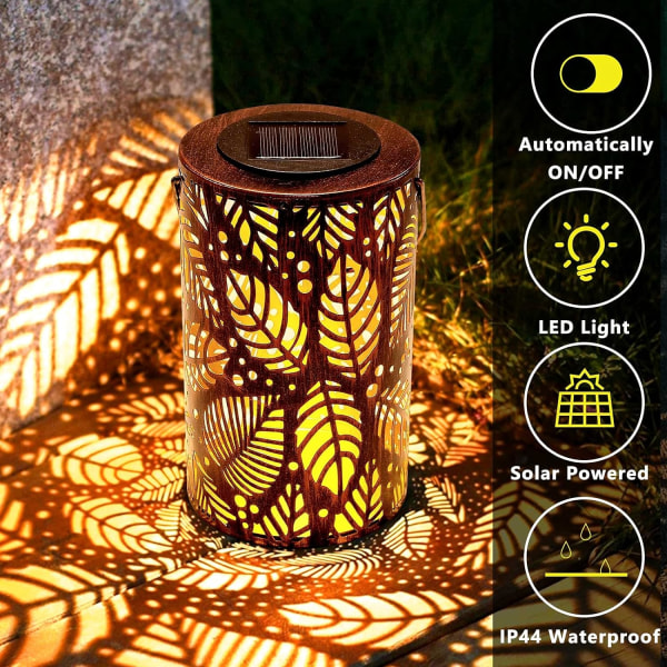 Solar Lanterns Outdoor Vattentät LED Trädgård Lantern Lamp Cylind