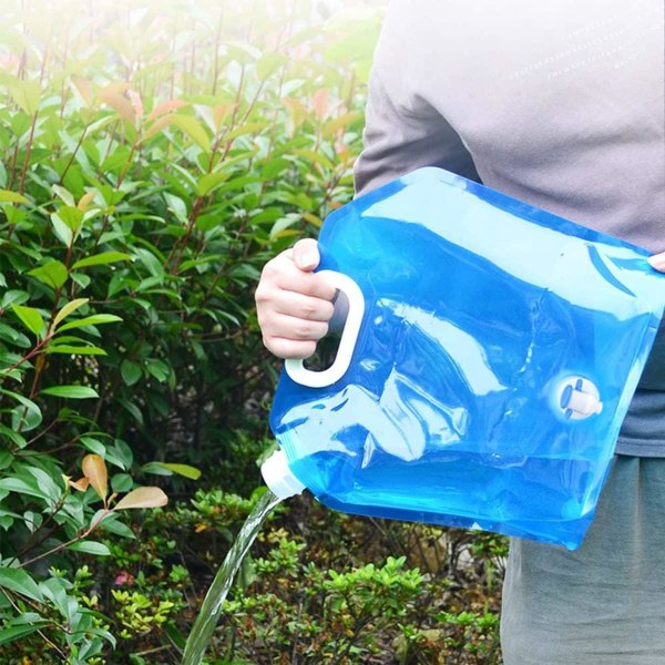 2 stycken 10L hopfällbara vattenkanistrar med kran, vikbar Re