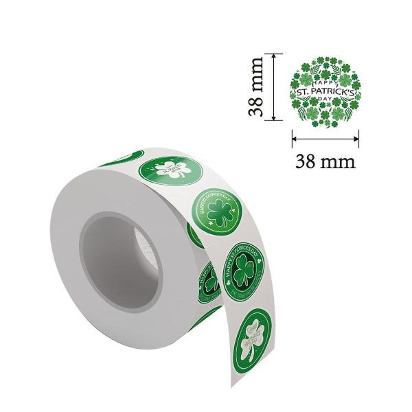 500x/rulle Selvklæbende Kløverstickermærker St. Patricks Dag Shamrock Stickers