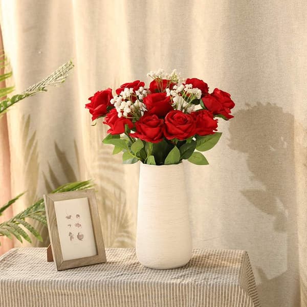 Kunstige Rose Silkeblomster Buket Hjem Kontor Bryllup Arrangement