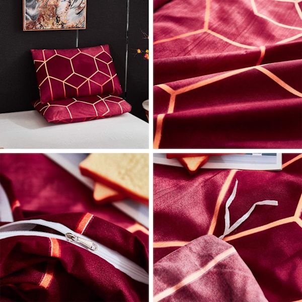 ##/Dynetæppebetrækssæt 135x200cm med 1x Pudebetræk 50x70cm Unik Mode 3D##/