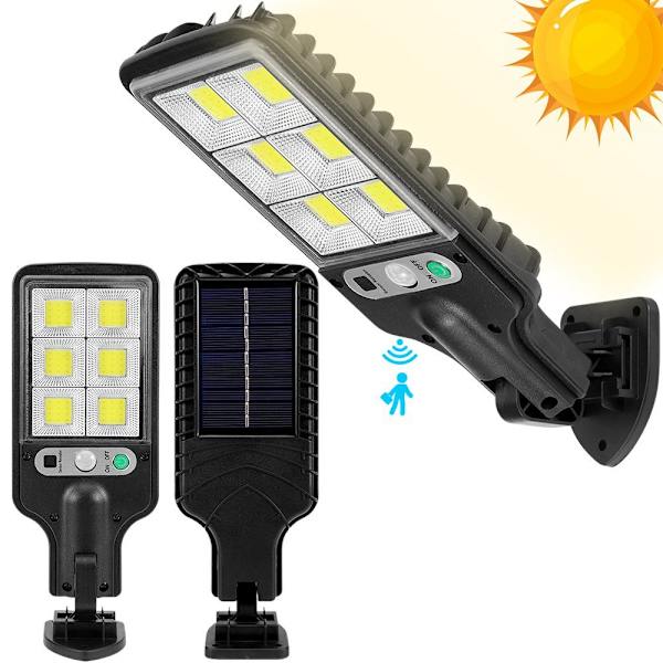1 stk., LED utendørs vegglampe solcelle, 3 moduser, bevegelsessensor, for utendørs bruk