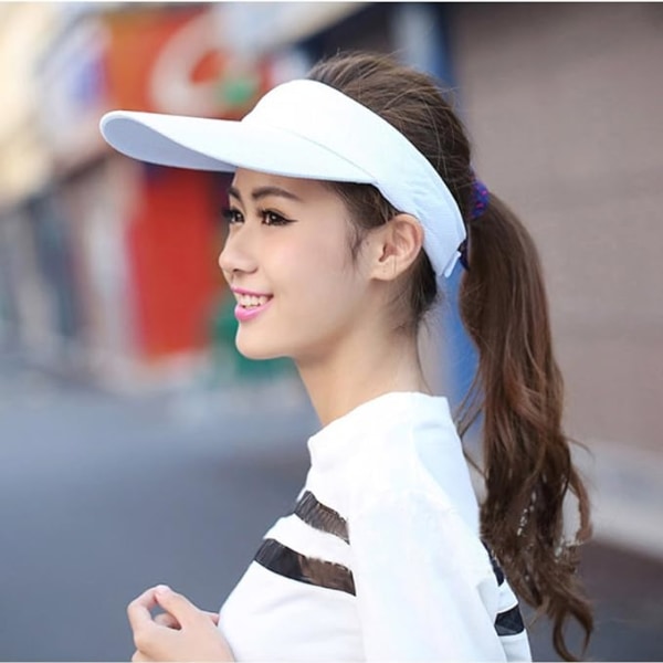 #Vita solskydd för kvinnor och flickor Långbrättad tjockare svettband Justerbar hatt för golf Cykling Fiske Tennis Löpning Jogging och andra sporter#