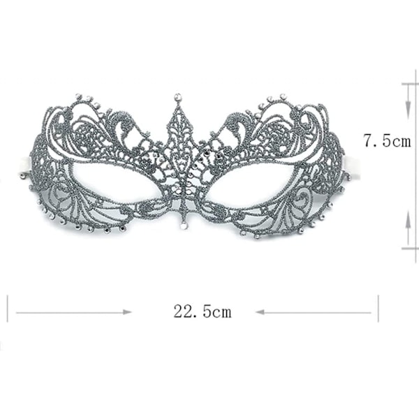 ##/Maskeradmask i silverspets med diamanter##/