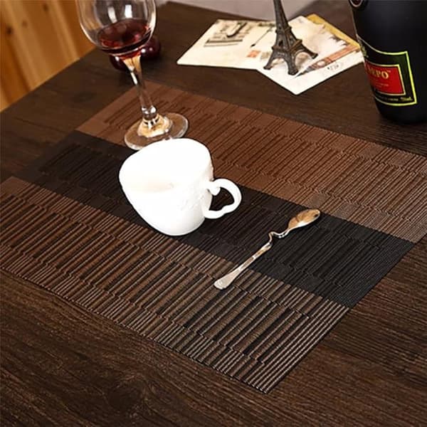 6 stk Sklisikre PVC Plassmatter (Brun Svart), Vaskbare Plassmatter (4