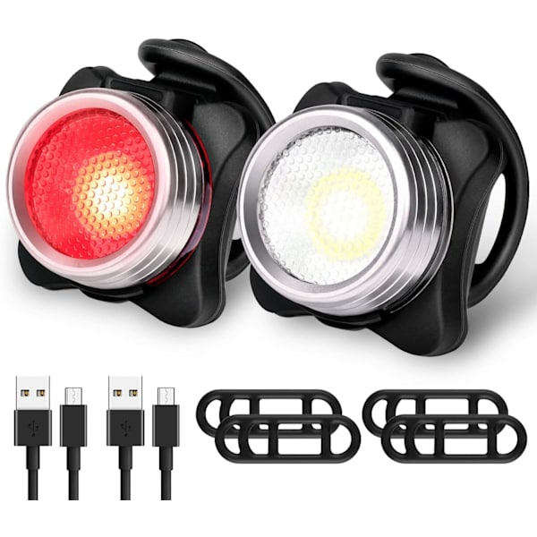 Cykellampa Set, Kraftfull Uppladdningsbar Fram- & Baklampa LED