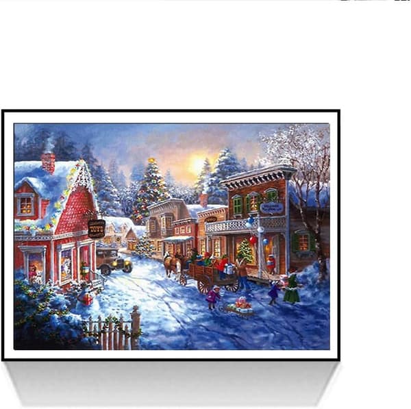 ##/Diamantmålning Kit 5D DIY, 16x12 tum, Julvagn##/