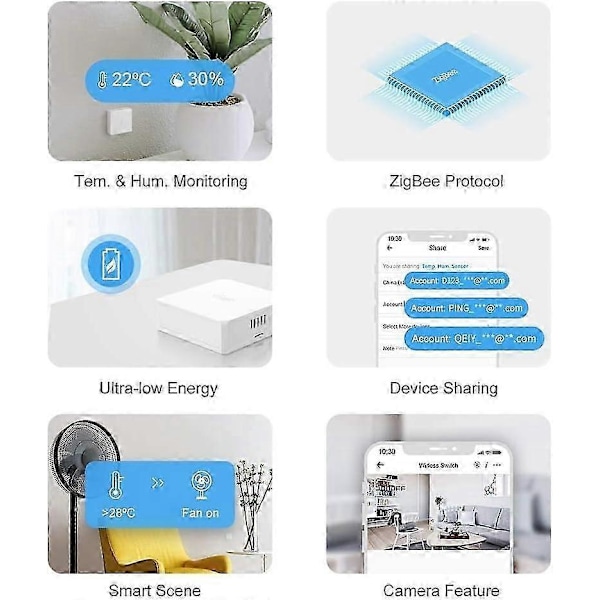 SONOFF SNZB-02 Mini ZigBee Temperatur- og Fuktighetssensor, SONOFF ZigBee Bridge Kreves, Kompatibel
