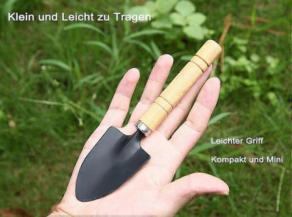 Set med 3 mini trädgårdsredskap med trähandtag och järn - Svart