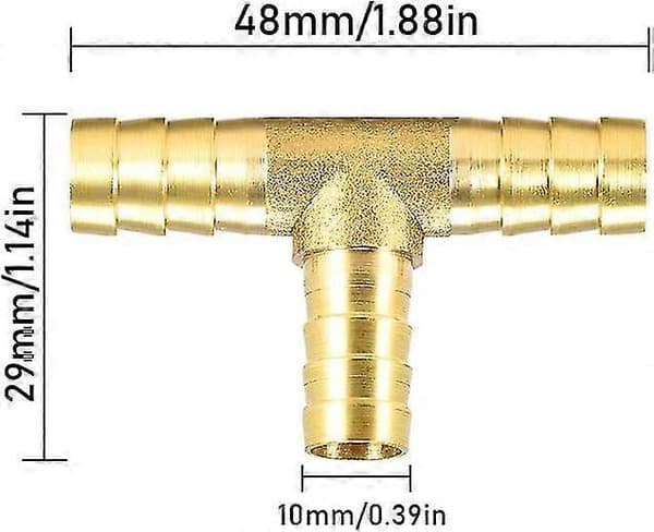 3-vägs mässingskoppling slangförlängningskoppling trädgårdsslangkoppling tryckluftslangkoppling bränsleslangkoppling T-stycke (4 stycken 10 mm)