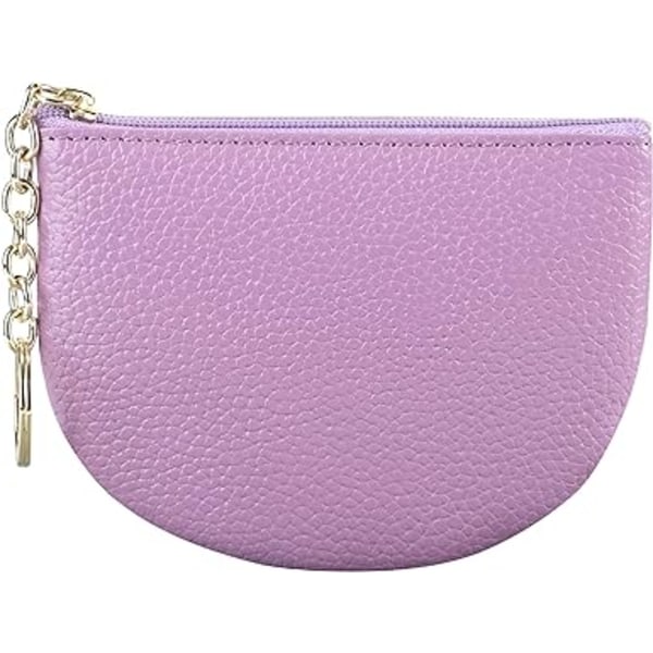 （purple）Women's Genuine Leather Keychain Zipper Change Wallet Sm