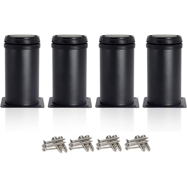 4 säädettävää mustaa jalkaa 80 mm korkeus Paksu kaappijalat pöytä L