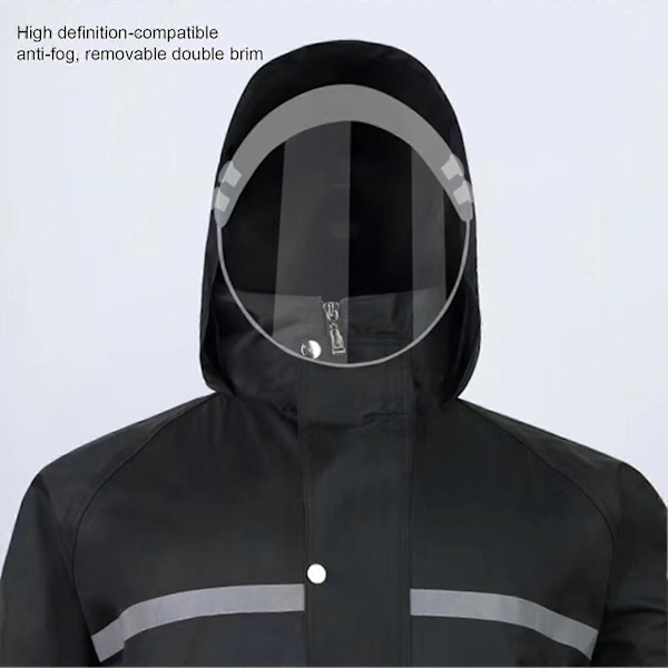 2 Delar/Set Regnkläder för Vuxna Vattentäta Andningsbara Hög Synlighet Reflexremsa Utomhus Regnjacka Byxor Herr Dam Regnkläder med Huva Regnskydd 7XL A