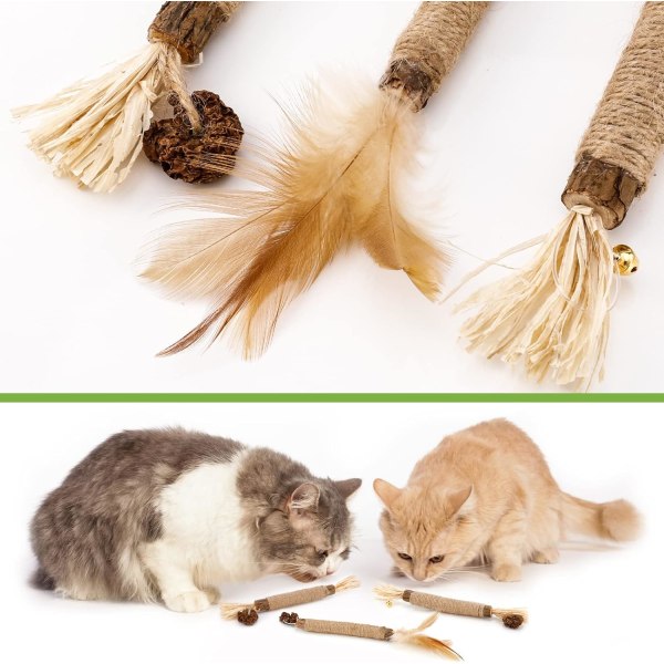 Kattemyntepinner (3 pakke), tyggepinner for katter, tanntyggepinner
