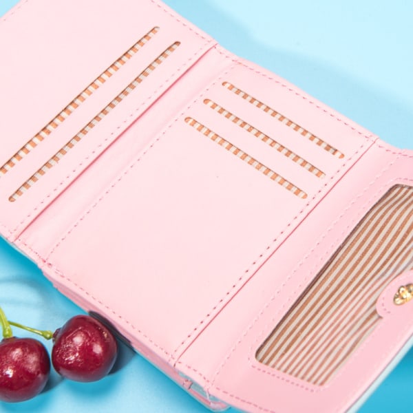 En rosa damplånbok, 11,7 cm × 9,5 cm × 2,8 cm, mode i koreansk stil
