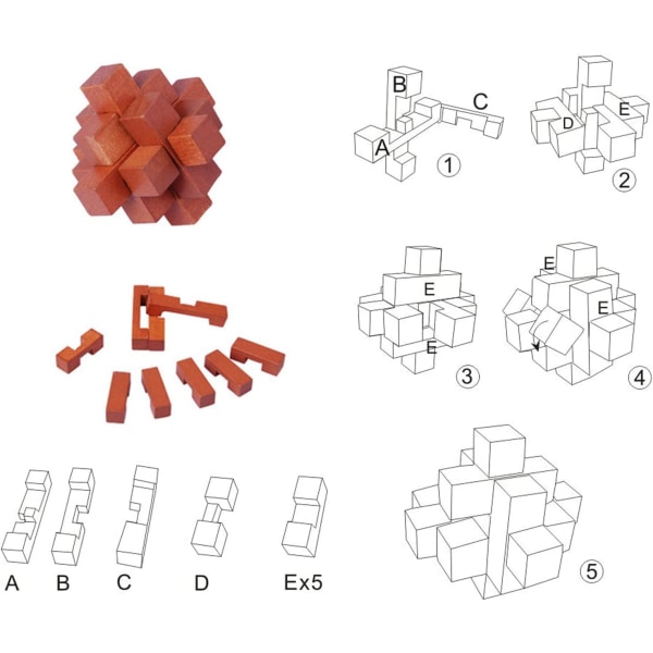 6 kpl puinen aivojumppaus, aivojumppapelit, 3D IQ-pulma Mi