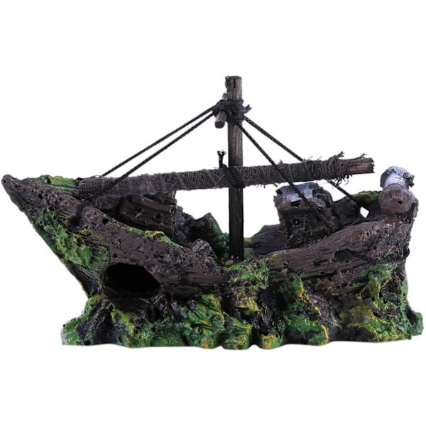 Kunstig Harpiks Akvarium Ornament Akvarier Skibsvrag Fiskeri B