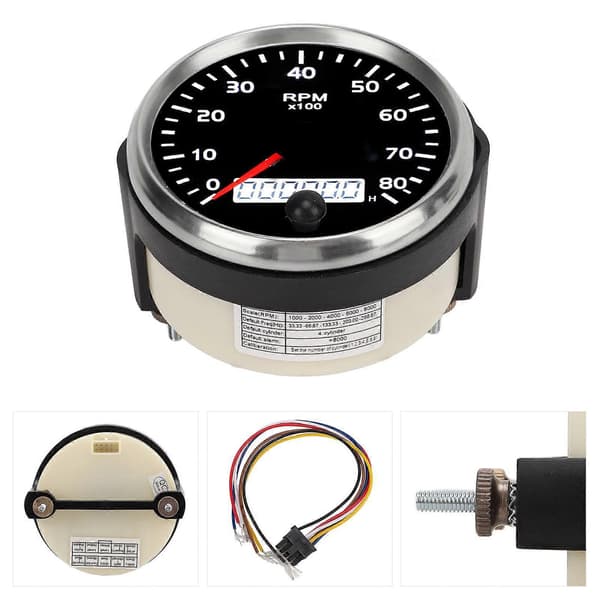 85mm Pointer Omdrejningstæller 0?8000rpm LCD Display Universal til Bil Lastbil Båd Diesel Benzinmotor 9?32V