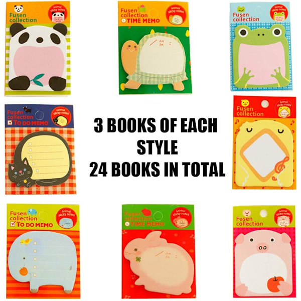 Mini Sticky Notes, 24 Pakker Farvede Sticky Notes, Køleskabs Sticky