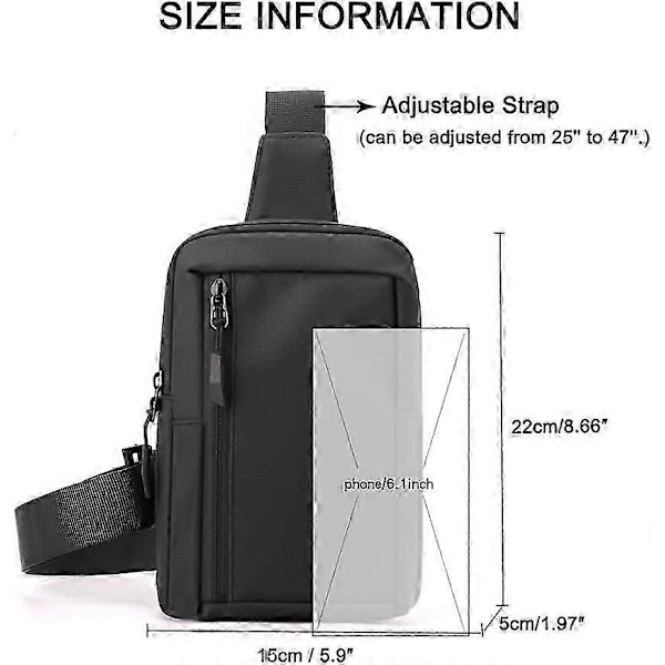 Trendig svart cross-body midjeväska för män och kvinnor, portabel för träning
